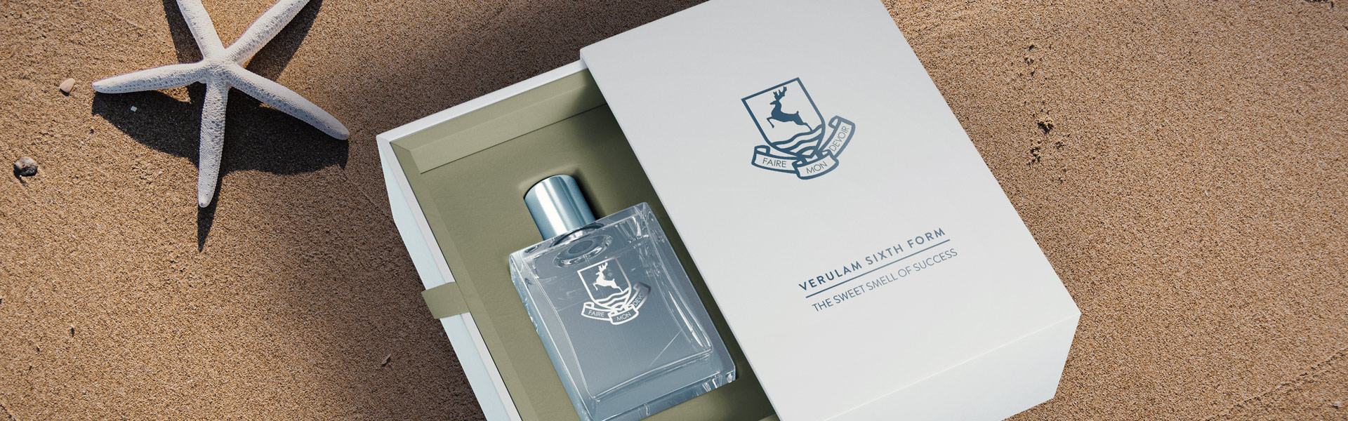 mockup of perfume bottle in smart packaging with verulam branding