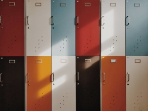 stock photo of school lockers