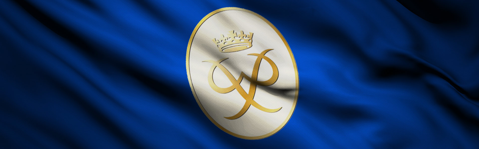 duke of edinburgh gold award logo printed on blue farbric