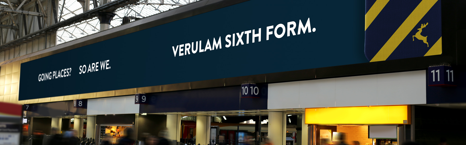 large billboard in railway station advertising verulam sixth form