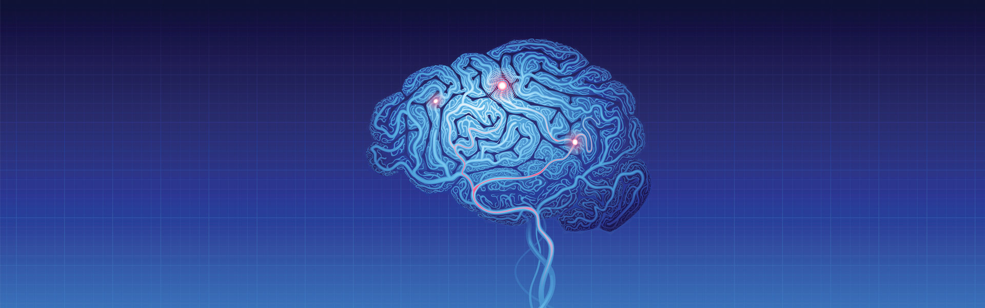 illustration of brain on blue background