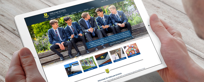 Tablet displaying school website